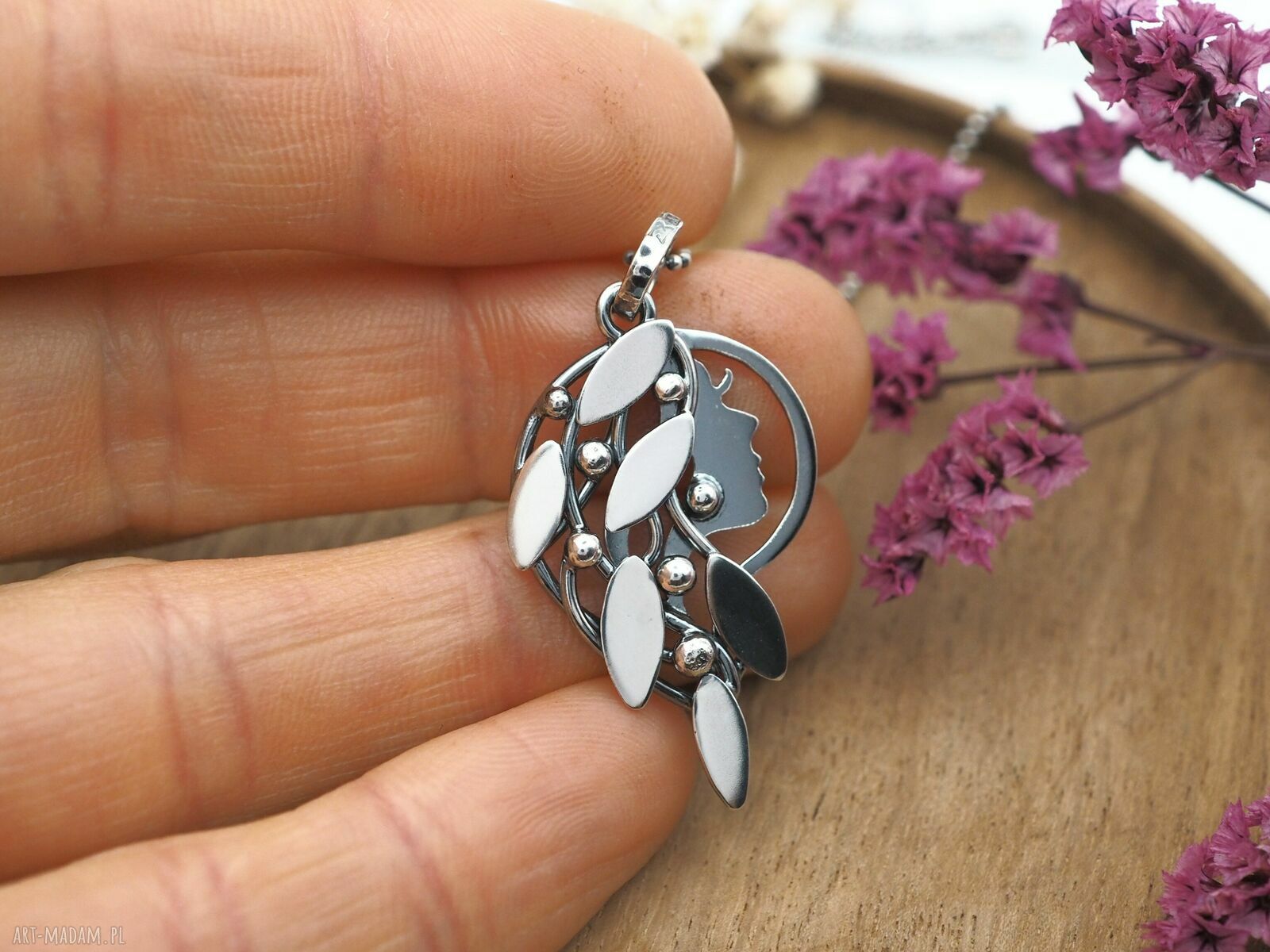 Zawieszka leśna driada II - srebrny wisiorek 925 handmade