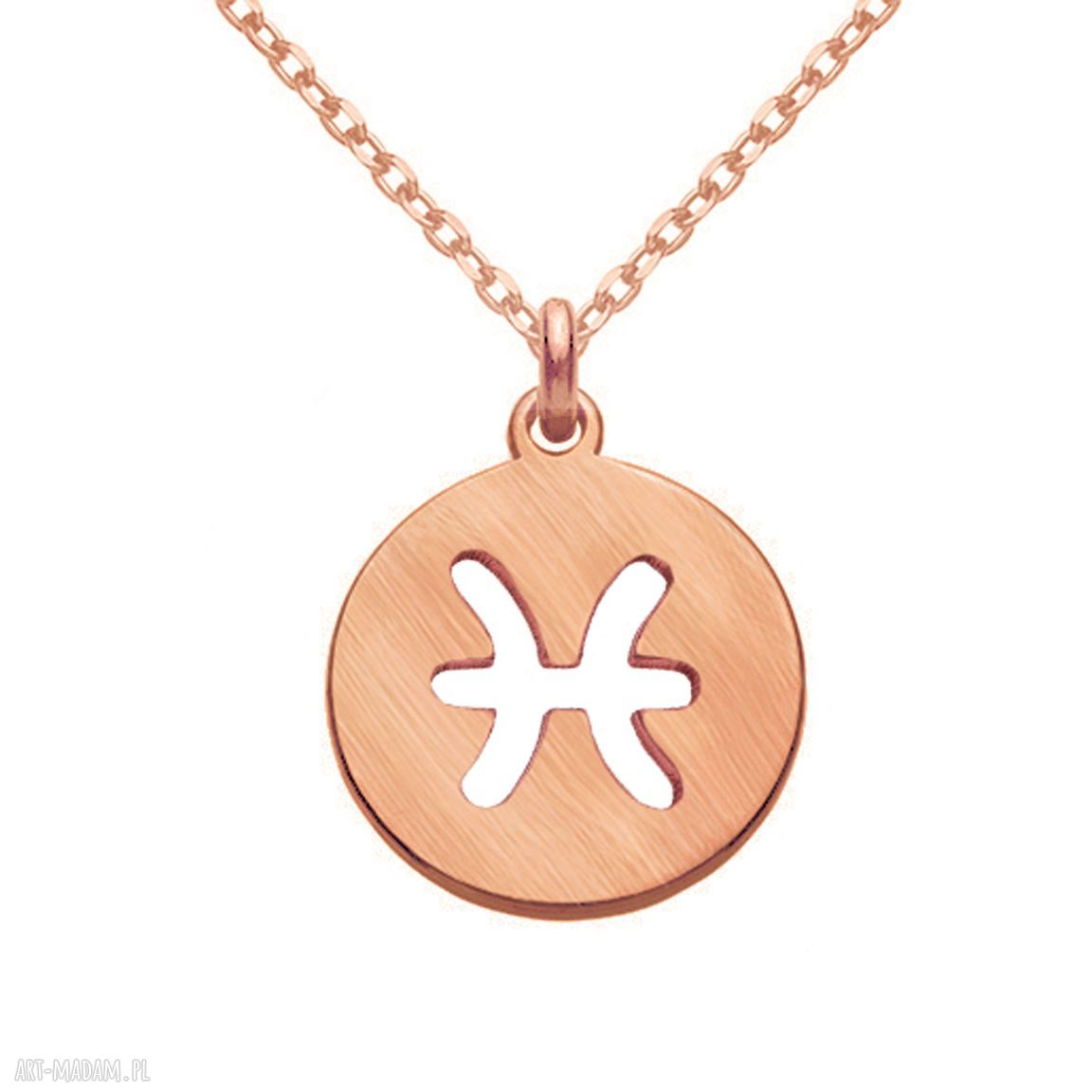 naszyjniki: Matowy naszyjnik z różowego złota z zodiakiem Ryb handmade