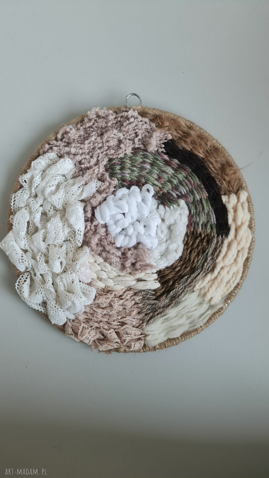 Ręcznie tkany gobelin na obręczy 30 cm