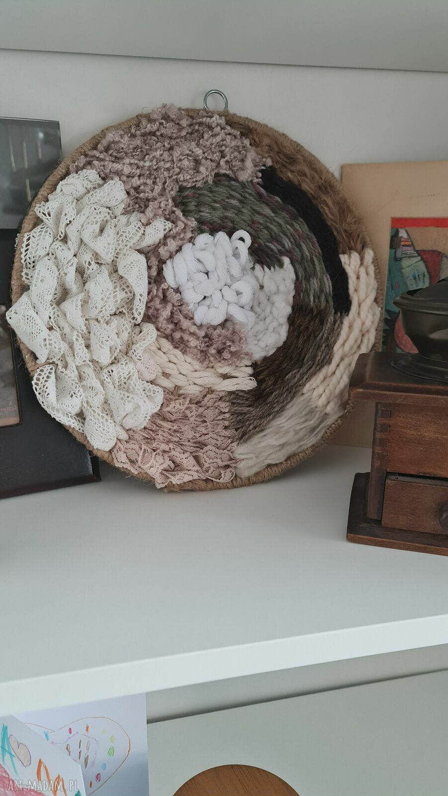Ręcznie tkany gobelin na obręczy 30 cm