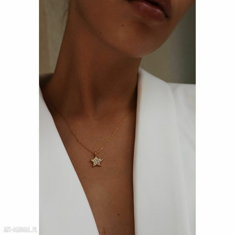 naszyjniki: Naszyjnik z gwiazdką wysadzaną SWAROVSKI® CRYSTAL w różowym złocie hand made