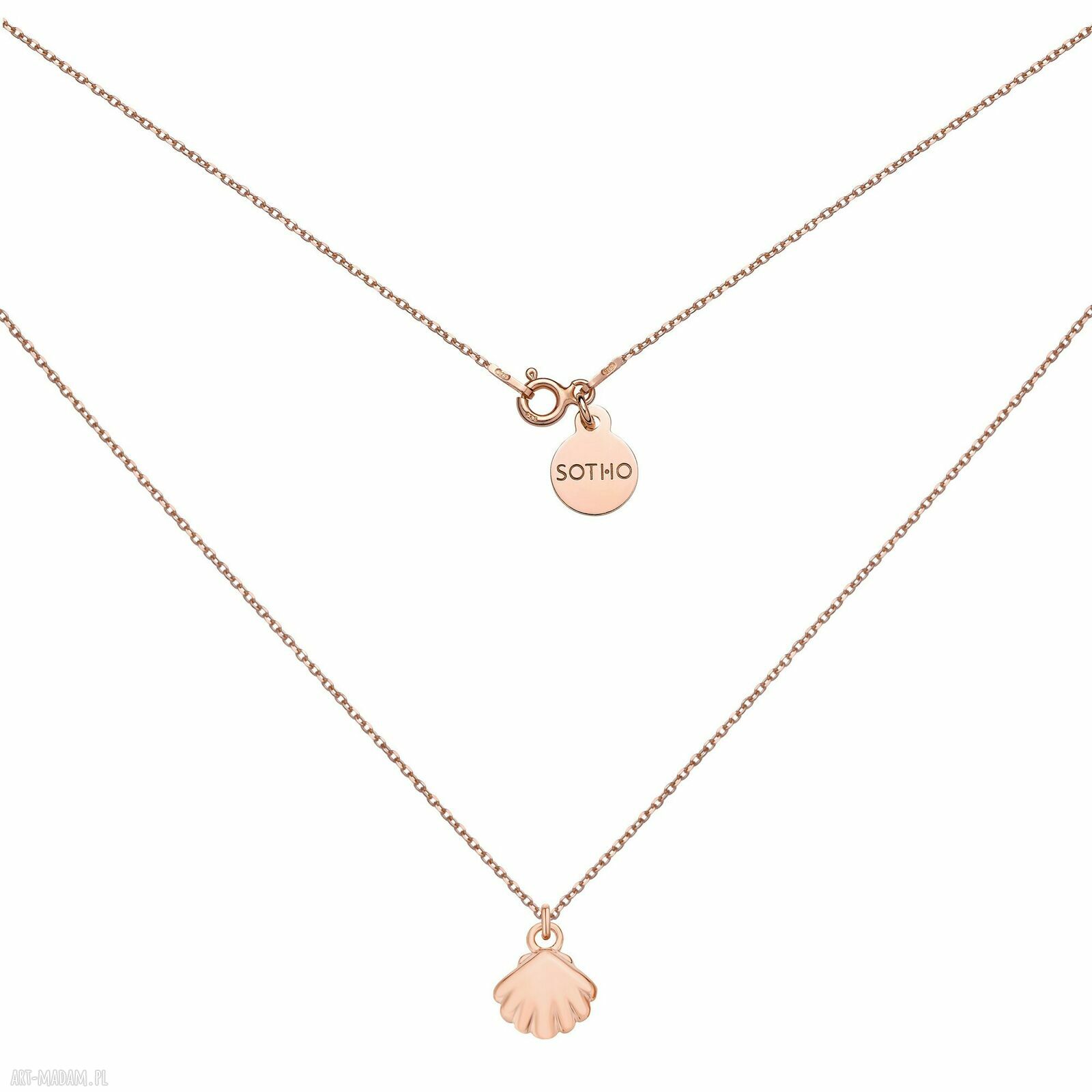 Naszyjnik różowego złota muszelką muszla zawieszka