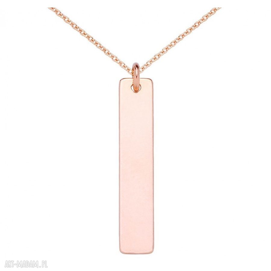 naszyjniki: Naszyjnik z różowego złota prostokątną blaszką Handmade