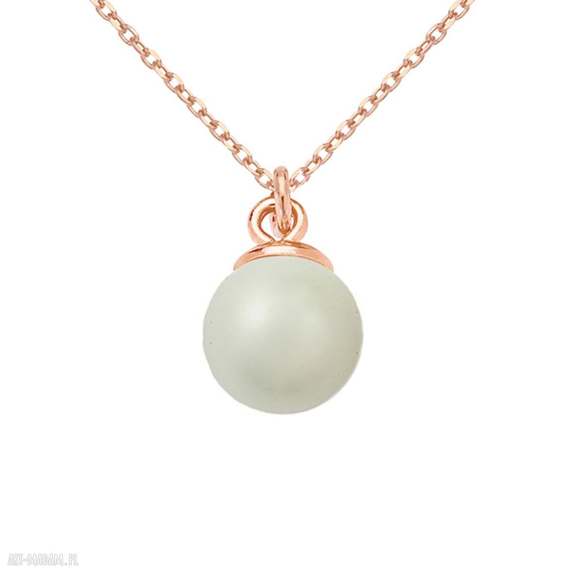 naszyjniki: Naszyjnik z różowego złota z szarą perłą SWAROVSKI® CRYSTAL Ręcznie wykonane