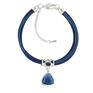 handmade bransoletki navy blue leather with crystal pendant