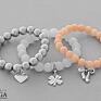 ręczne wykonanie bransoletki peach, white jade & silver hematite set