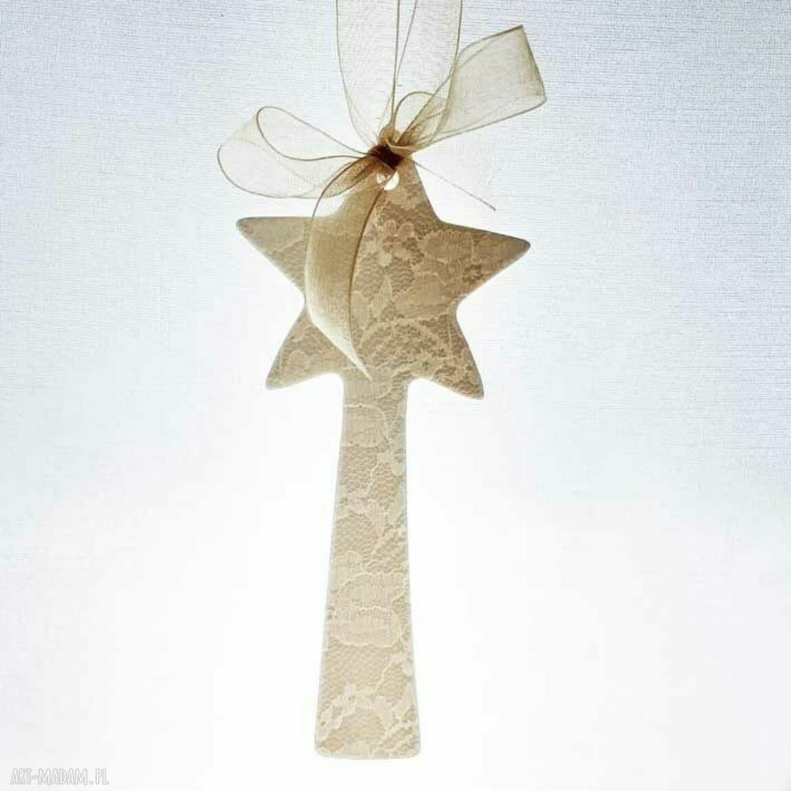 Porcelanowa zawieszka gwiazdka - handmade dekoracja świąteczna