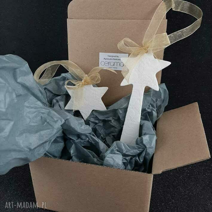 upominek świąteczny: Zawieszka porcelanowa gwiazdka ręcznie zrobione