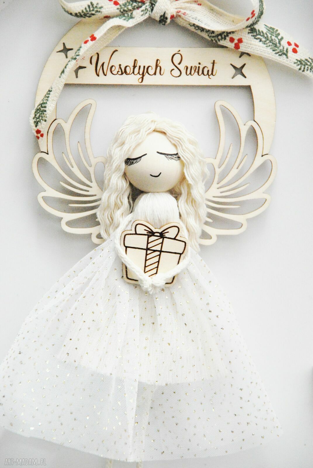Świąteczna zawieszka aniołek - Anioł na Boże Narodzenie (ok. 24 cm)