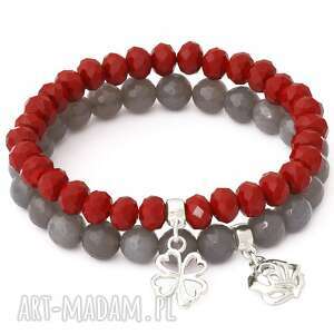 red crystals & gray agate with pendants lavoga