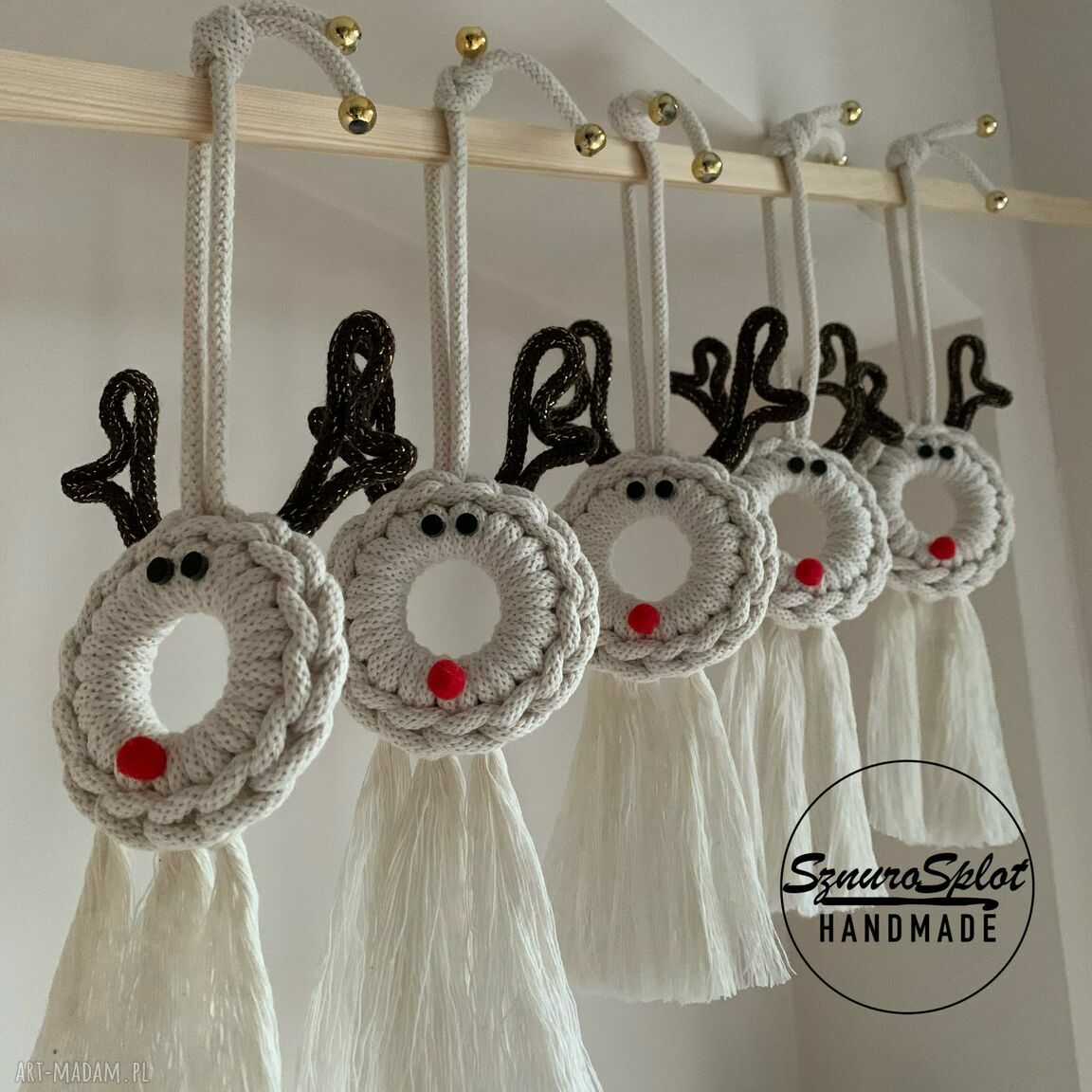 Zawieszka Rudolf - komplet 5 sztuk bombka świąteczna