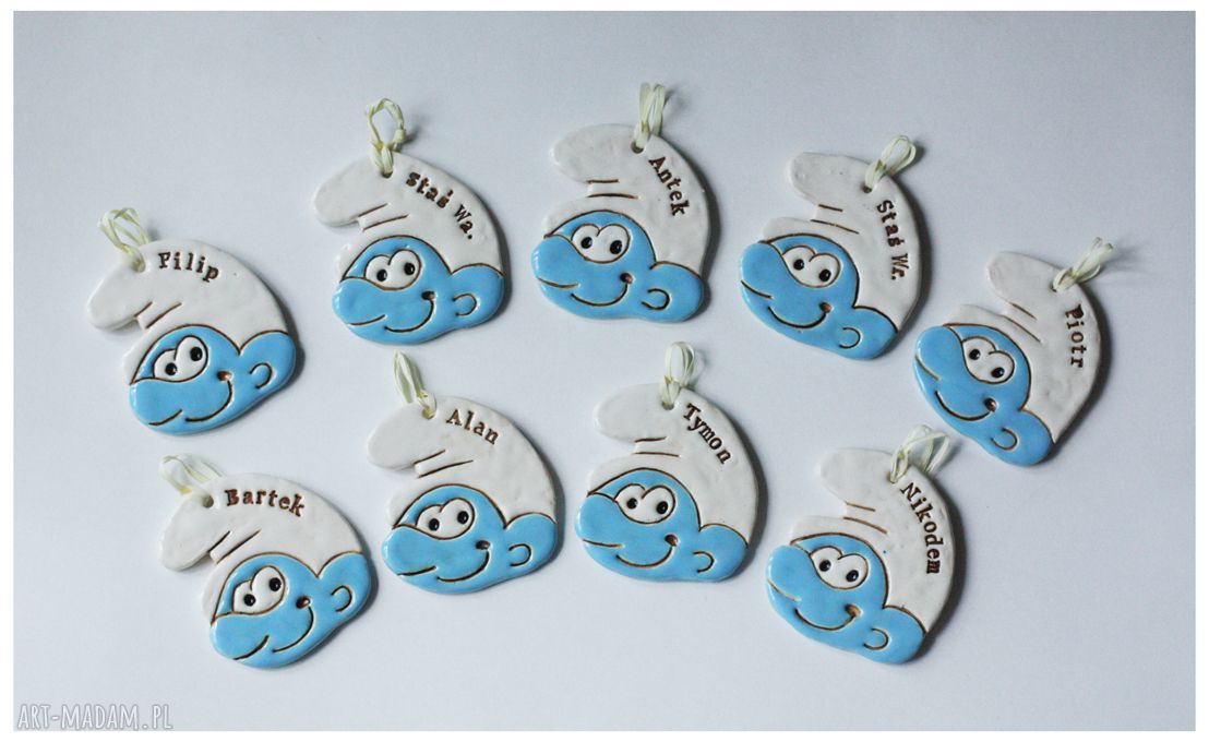 Personalizowana zawieszka Smerfa - ceramika handmade