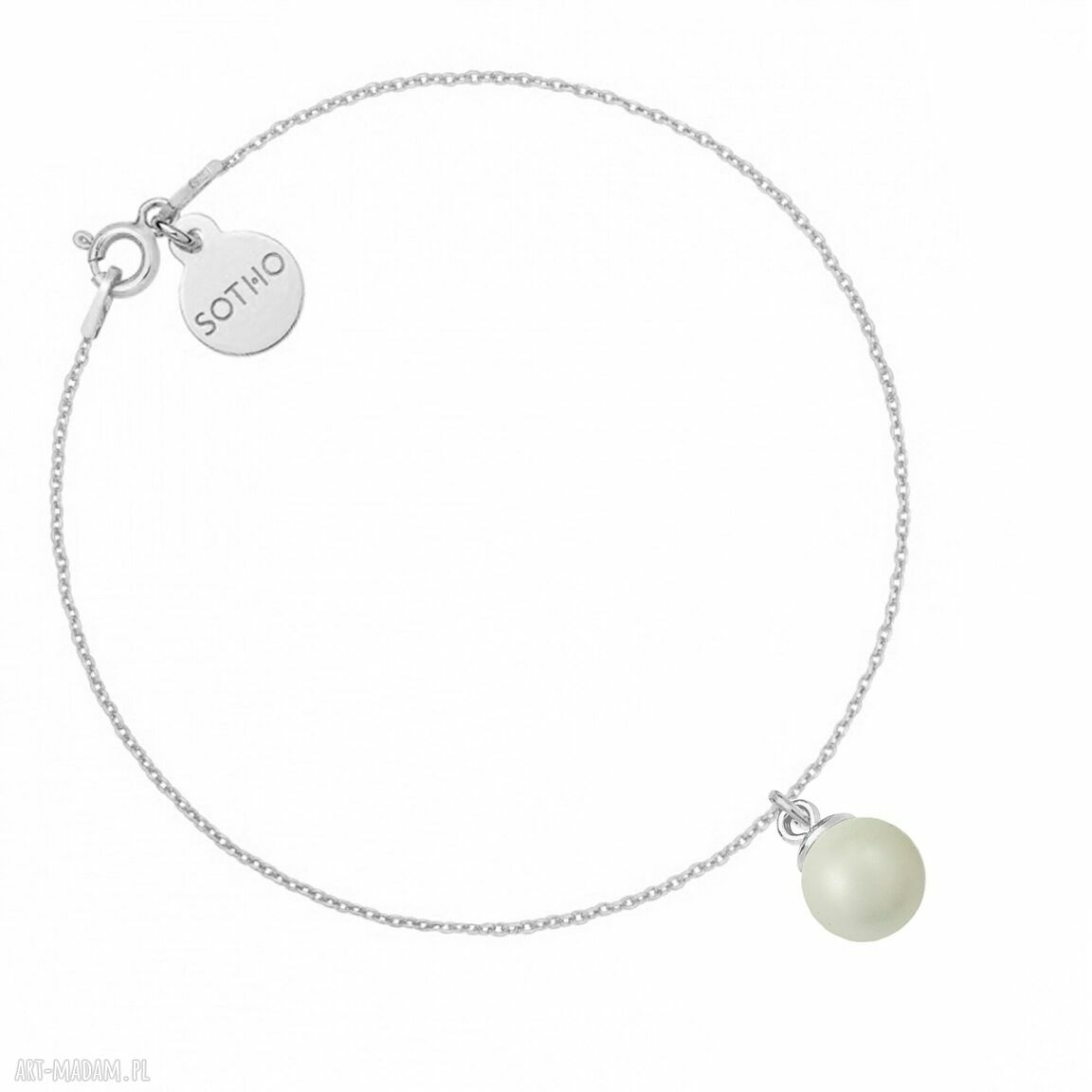 Srebrna bransoletka szarą perłą swarovski® crystal zawieszka