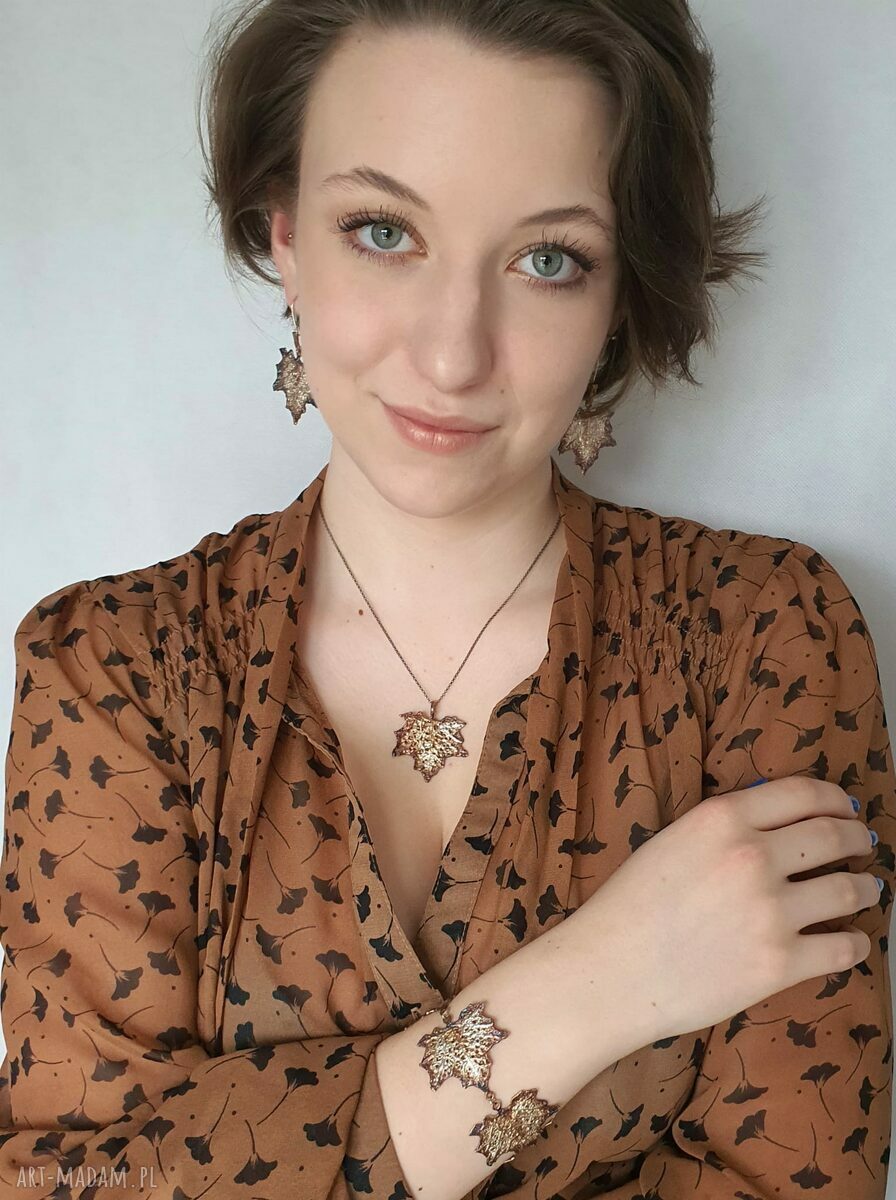 Zawieszka srebrna - Klon brązowy duży