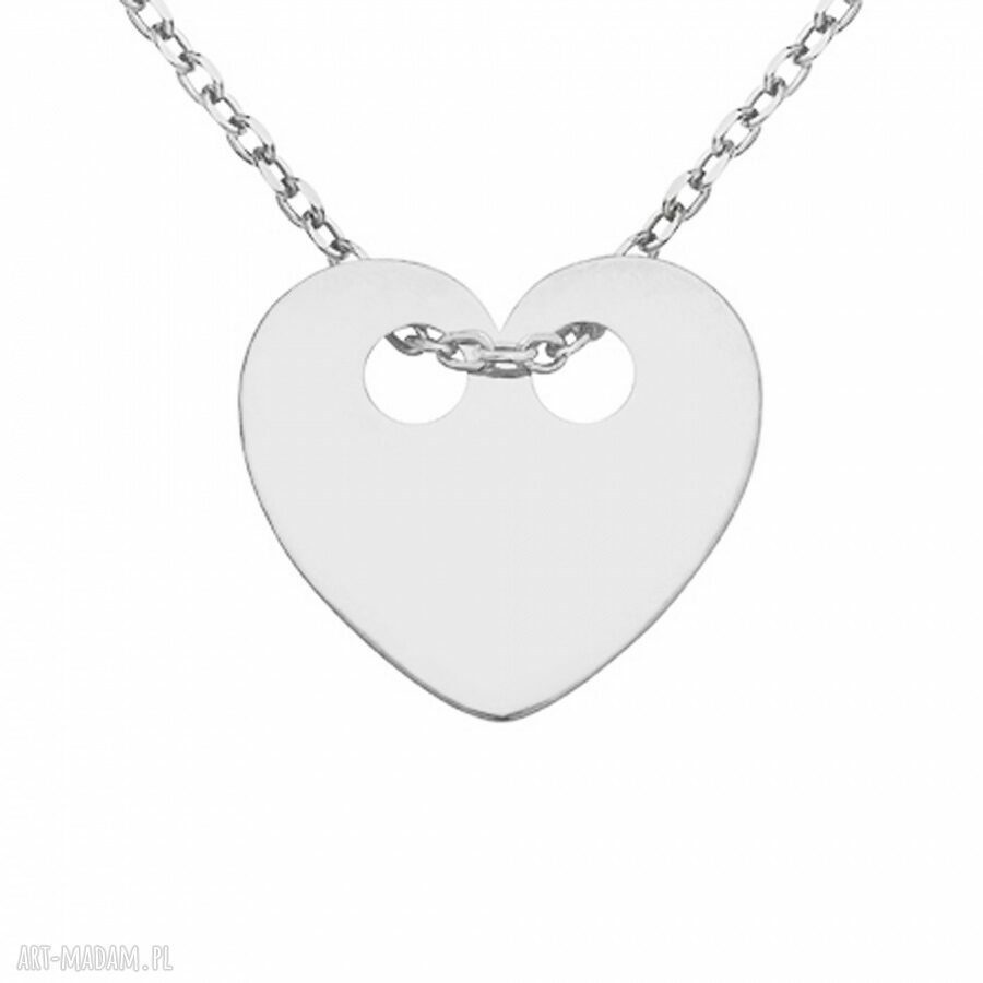 naszyjniki: SREBRNY NASZYJNIK Z PEŁNYM SERDUSZKIEM Ręcznie robione