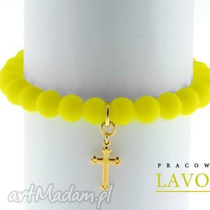 yellow neon & cross pendant