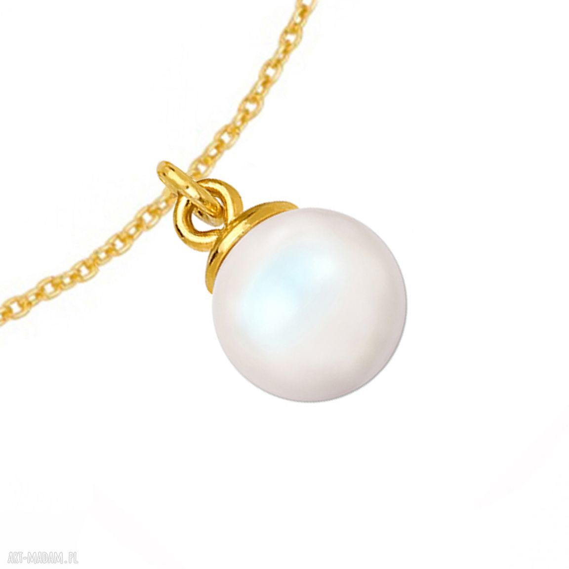 bransoletki: Złota bransoletka z opalizującą perłą SWAROVSKI® CRYSTAL Ręczne wykonanie