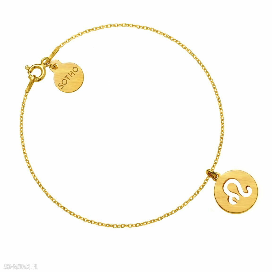 Złota matowa bransoletka zodiakiem lwa zawieszka zodiak znak