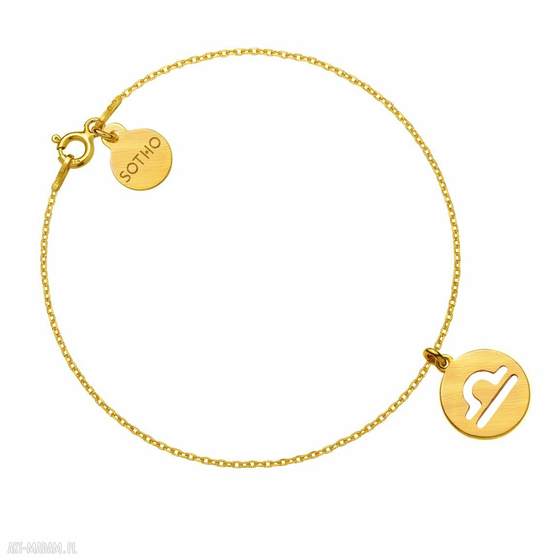 Złota matowa bransoletka zodiakiem wagi zawieszka zodiak znak
