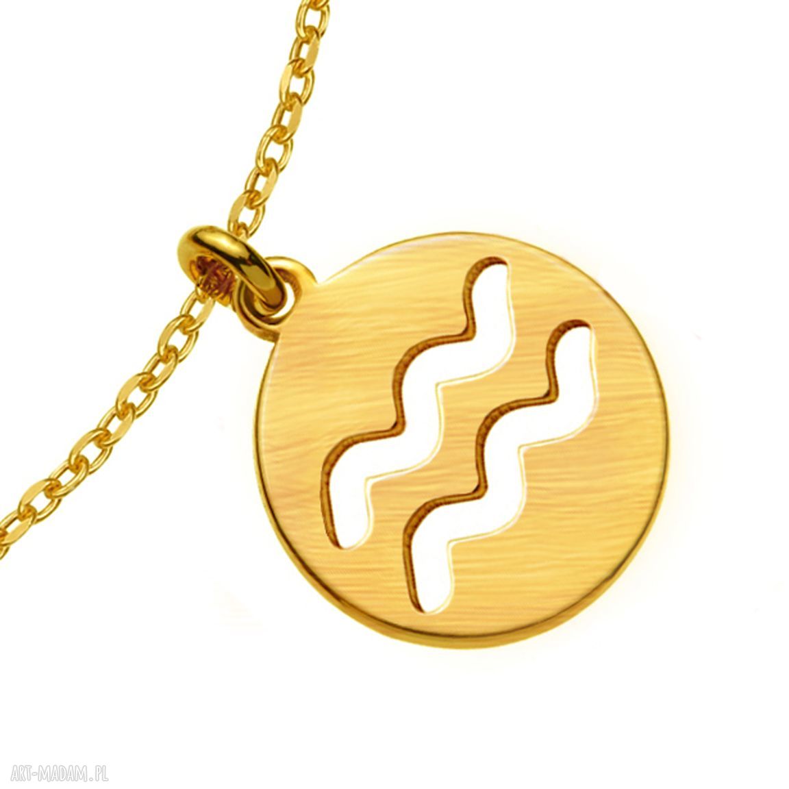 bransoletki: Złota matowa bransoletka z zodiakiem Wodnika ręczne wykonanie