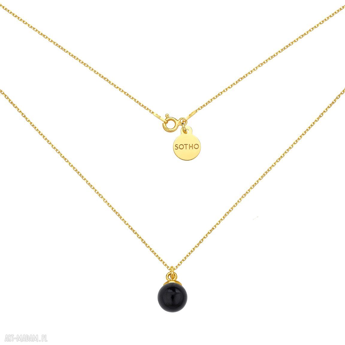 Złoty naszyjnik z czarną perłą Swarovski® Crystal Mystic Black - celebrytka