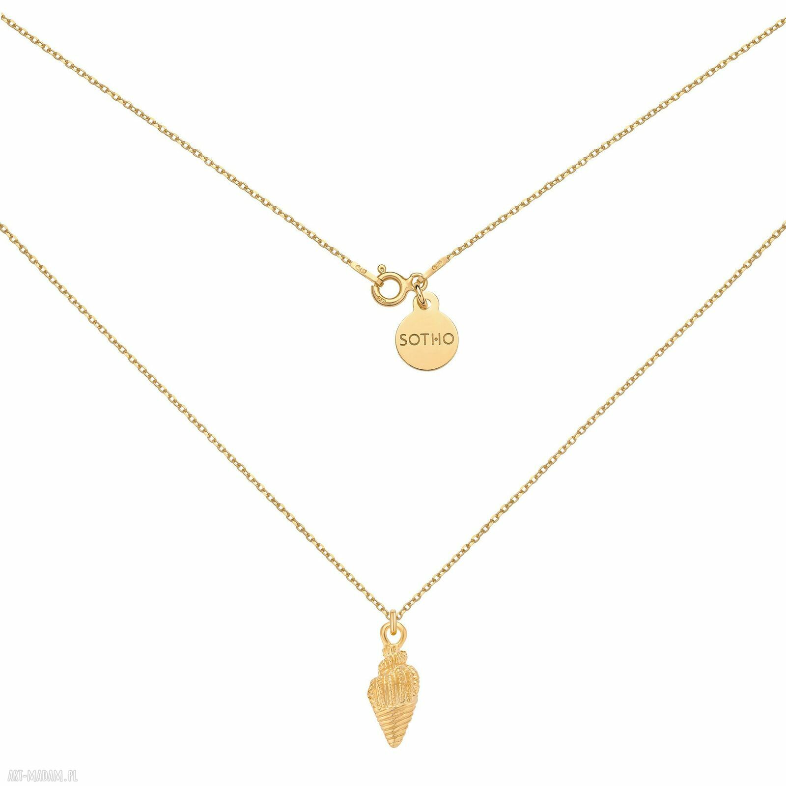 Złoty naszyjnik muszelką pozłacany muszla zawieszka