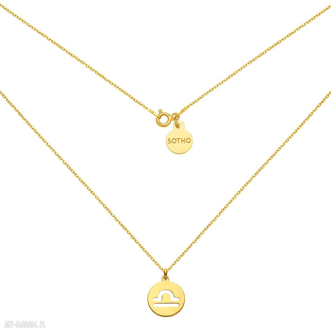 Złoty naszyjnik zodiakiem zodiak znakzodiaku waga zawieszka