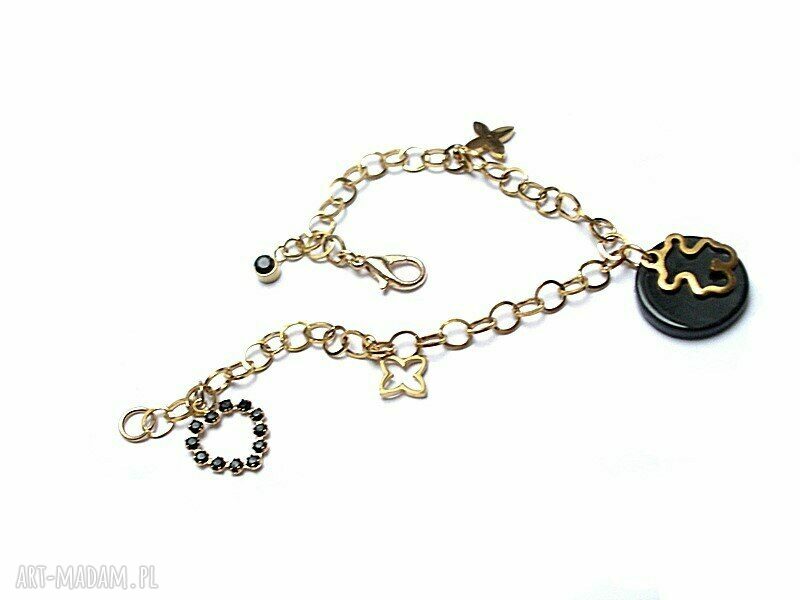 Bransoletka Gypsy Black and Gold z cyrkoniami - czarno-złoty blask