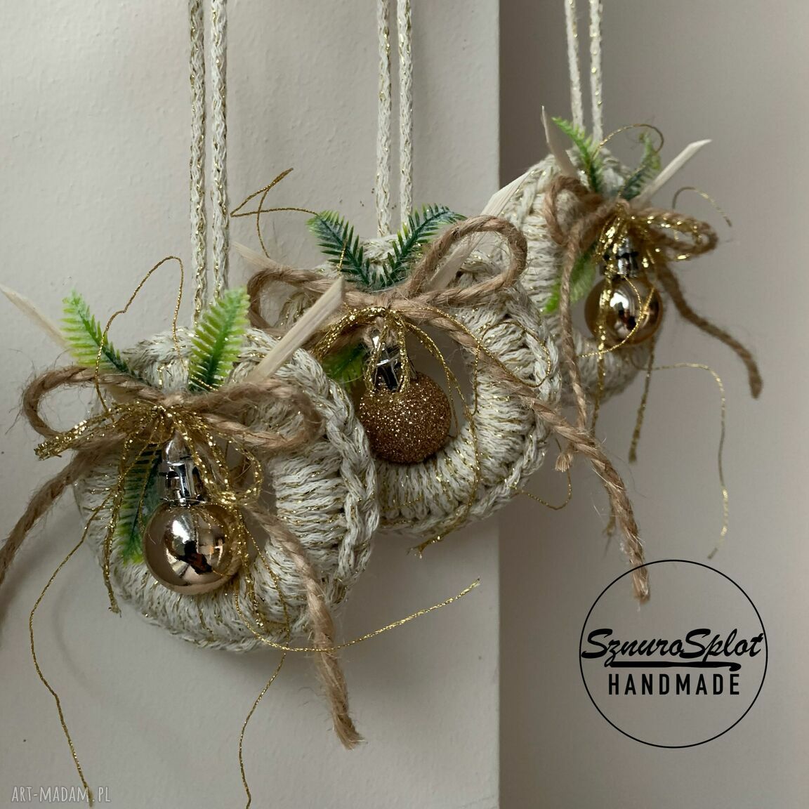 Zawieszki na choinkę 5 szt. handmade - Rudolf i gwiazdka