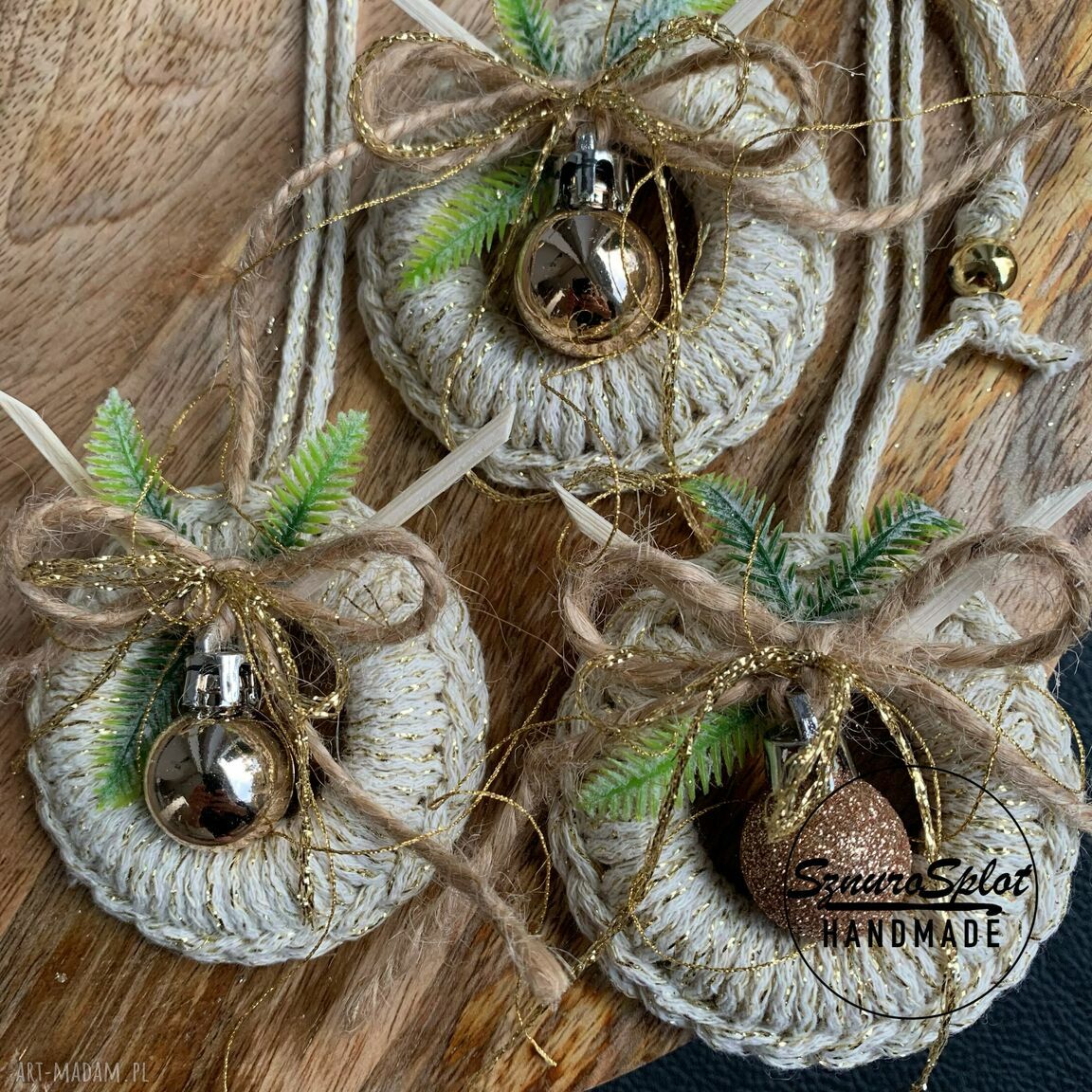 Zawieszki na choinkę 5 szt. handmade - Rudolf i gwiazdka