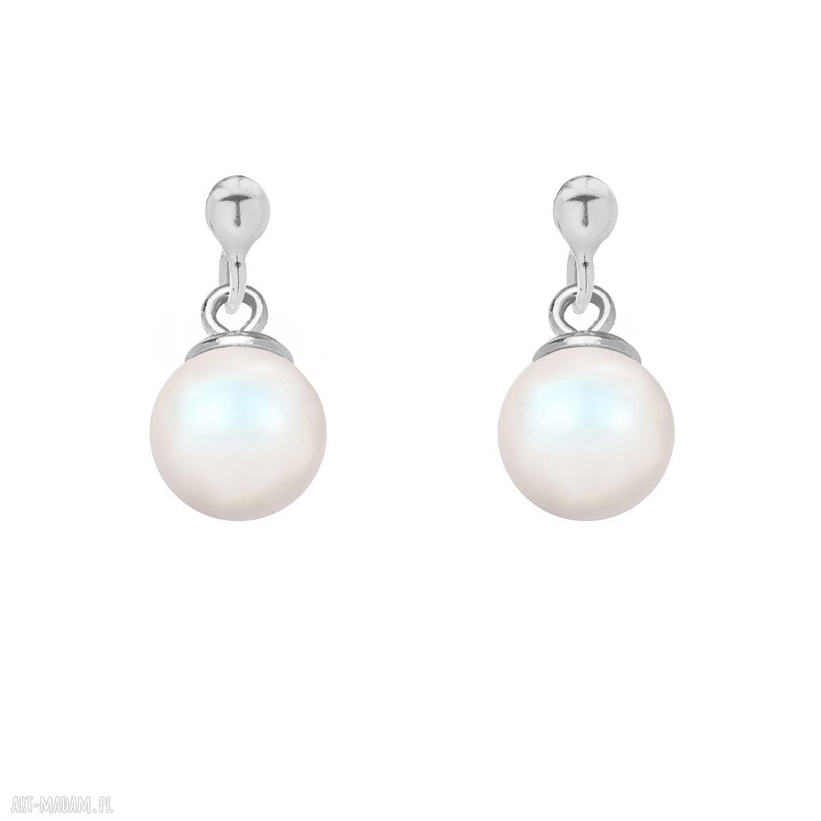 Srebrne kolczyki opalizującą perłą swarovski® crystal sztyfty