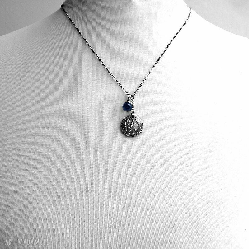 naszyjniki: Srebro i granatowy kwarc naszyjnik SHE. hand made