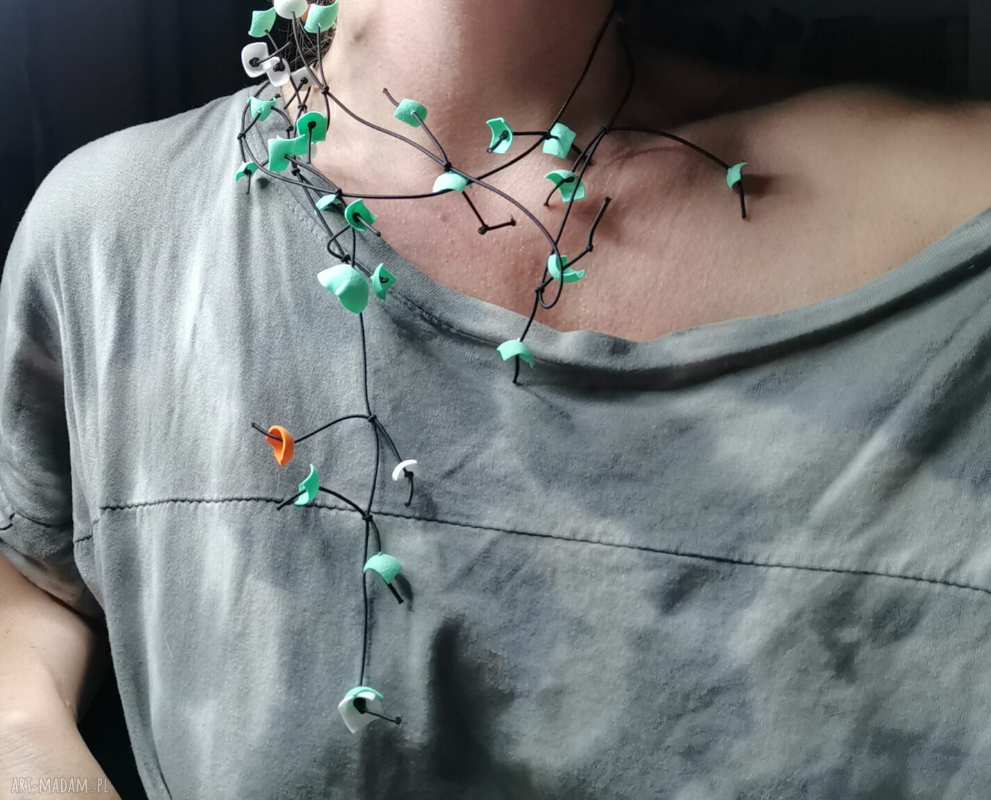 Naszyjnik zawijany wokół głowy Ruda Klara - delikatny boho handmade