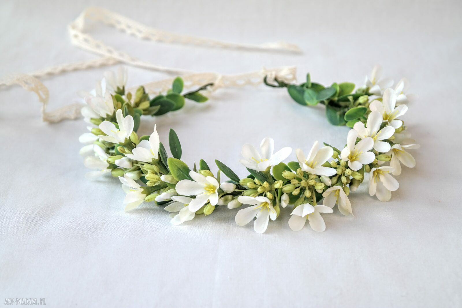 Zawilce i wiatr - wianek handmade w stylu cottagecore, rustykalny, ślubny, boho