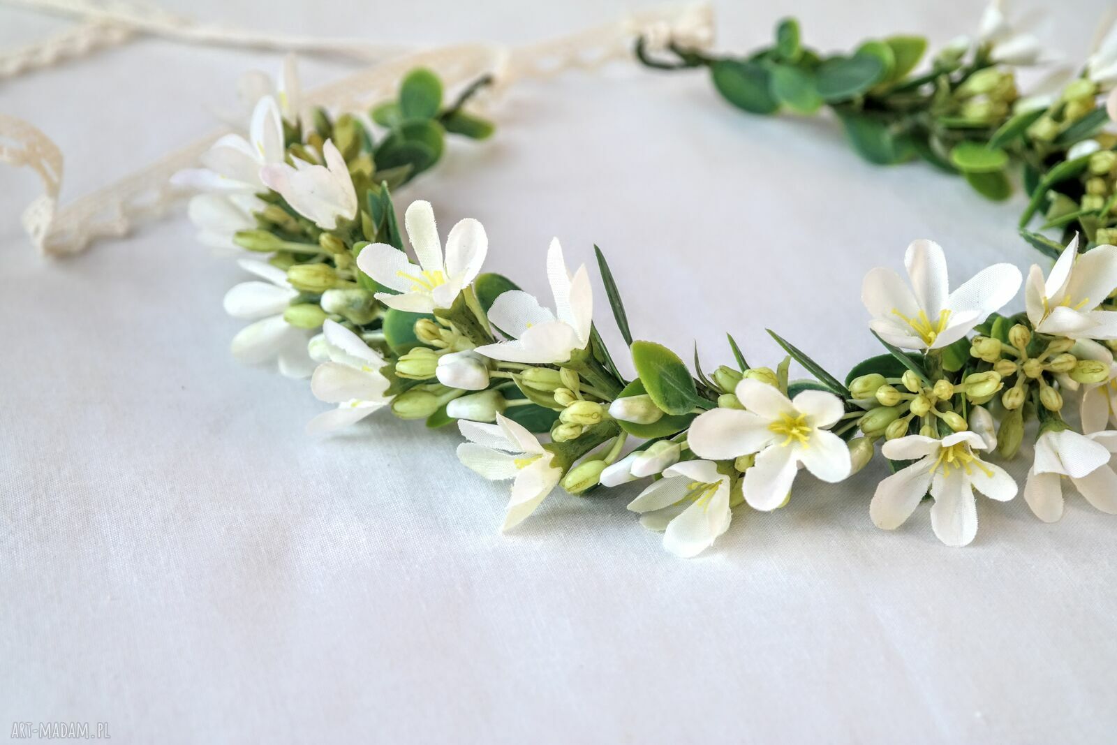 Zawilce i wiatr - wianek handmade w stylu cottagecore, rustykalny, ślubny, boho