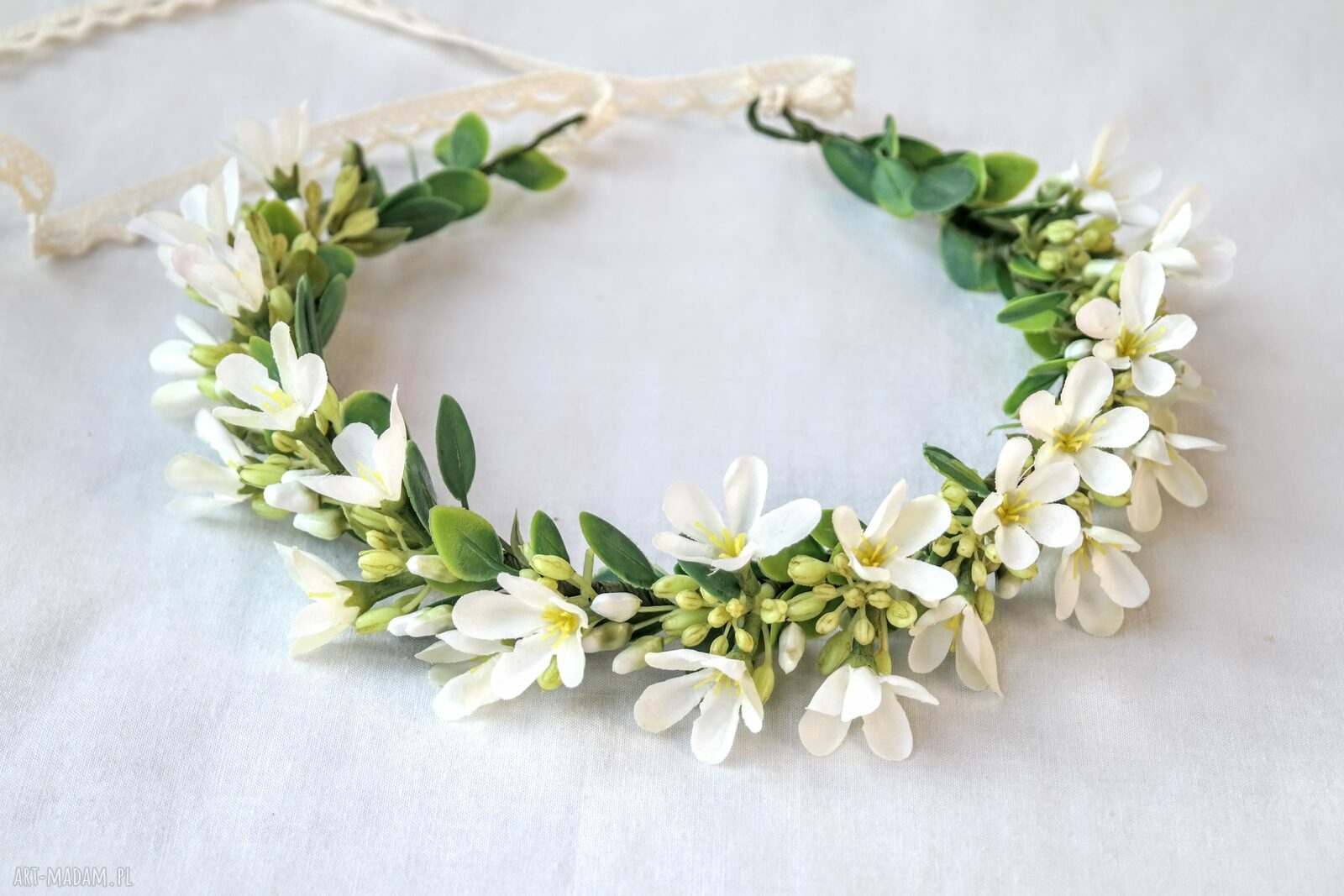 Zawilce i wiatr - wianek handmade w stylu cottagecore, rustykalny, ślubny, boho