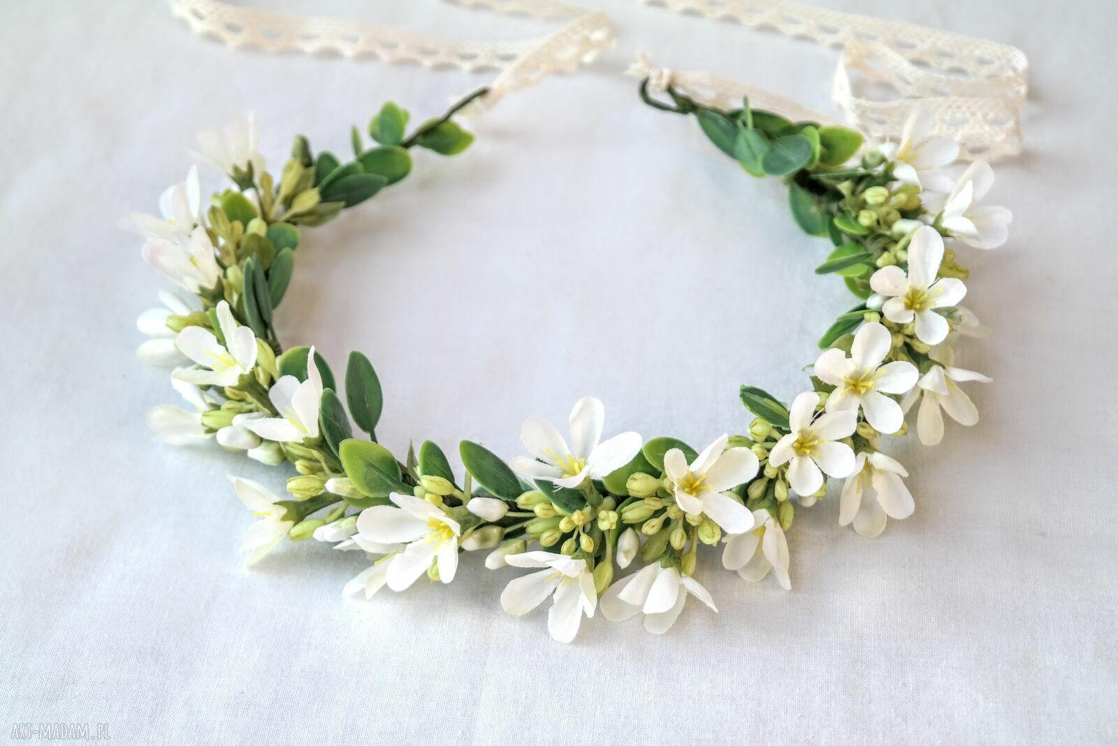 Zawilce i wiatr - wianek handmade w stylu cottagecore, rustykalny, ślubny, boho