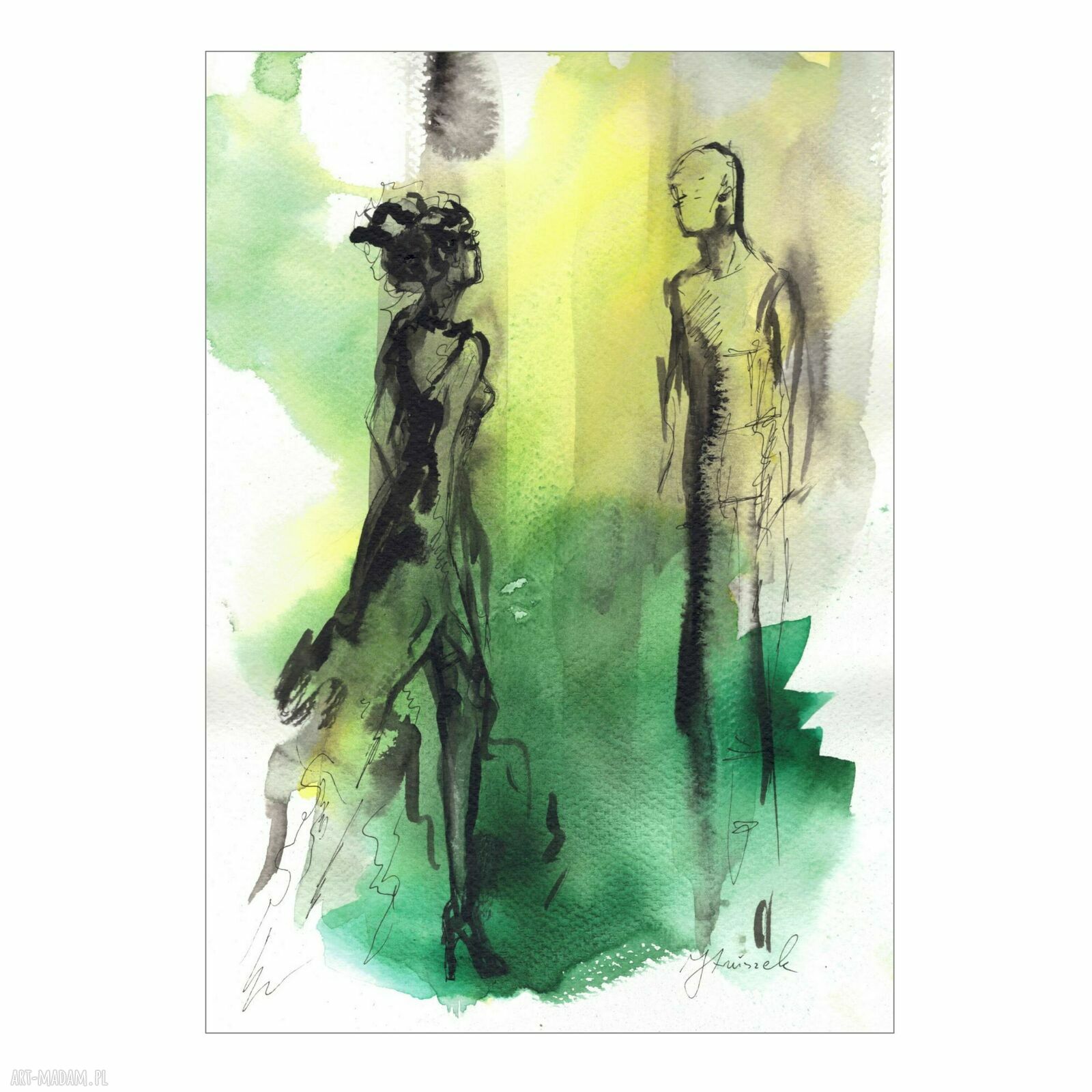 Grafika z cyklu „Ona i On” 21 x 30 cm - akwarela i tusz na grubym papierze