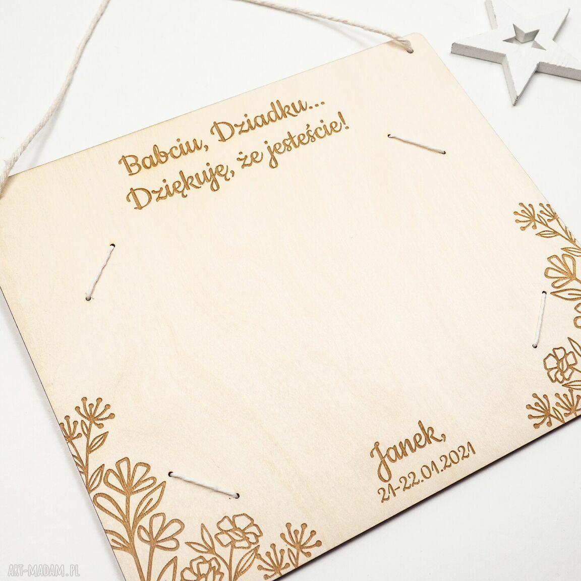 Ramka na zdjęcia dla babci i dziadka z grawerem - drewniana, personalizowana