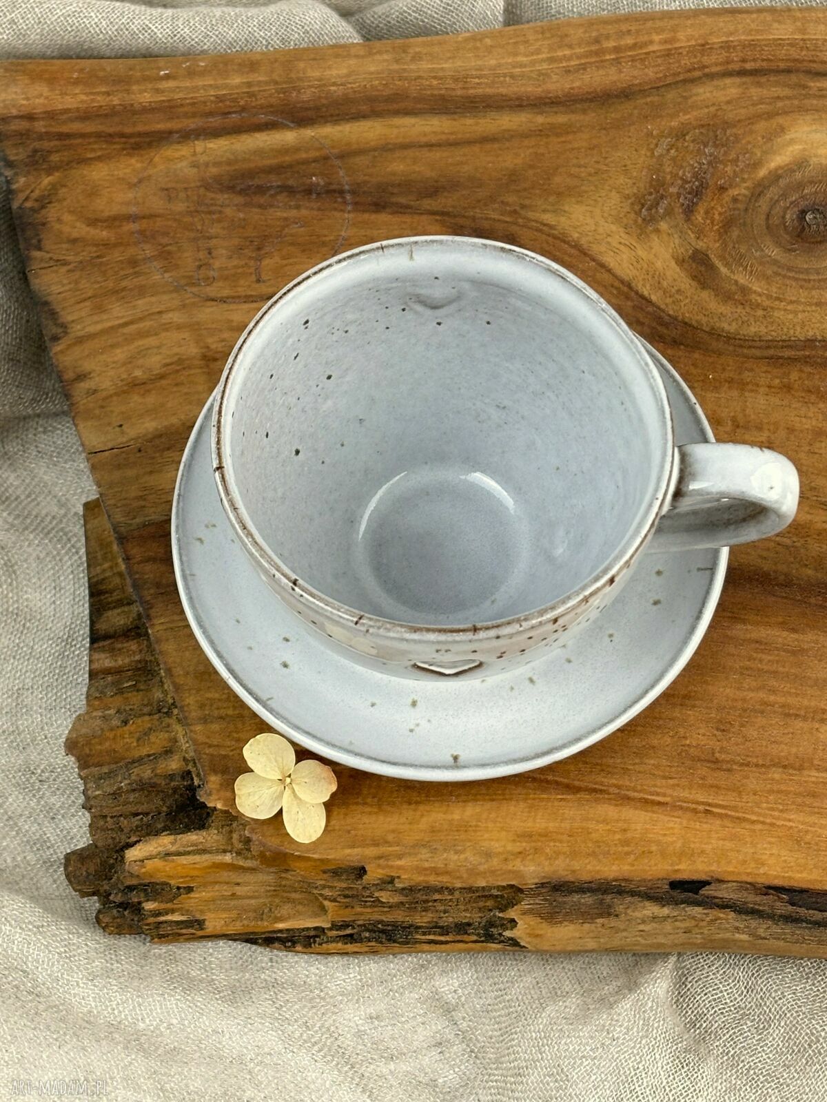 Filiżanka ze spodkiem boho 180 ml - cappuccino z sercem