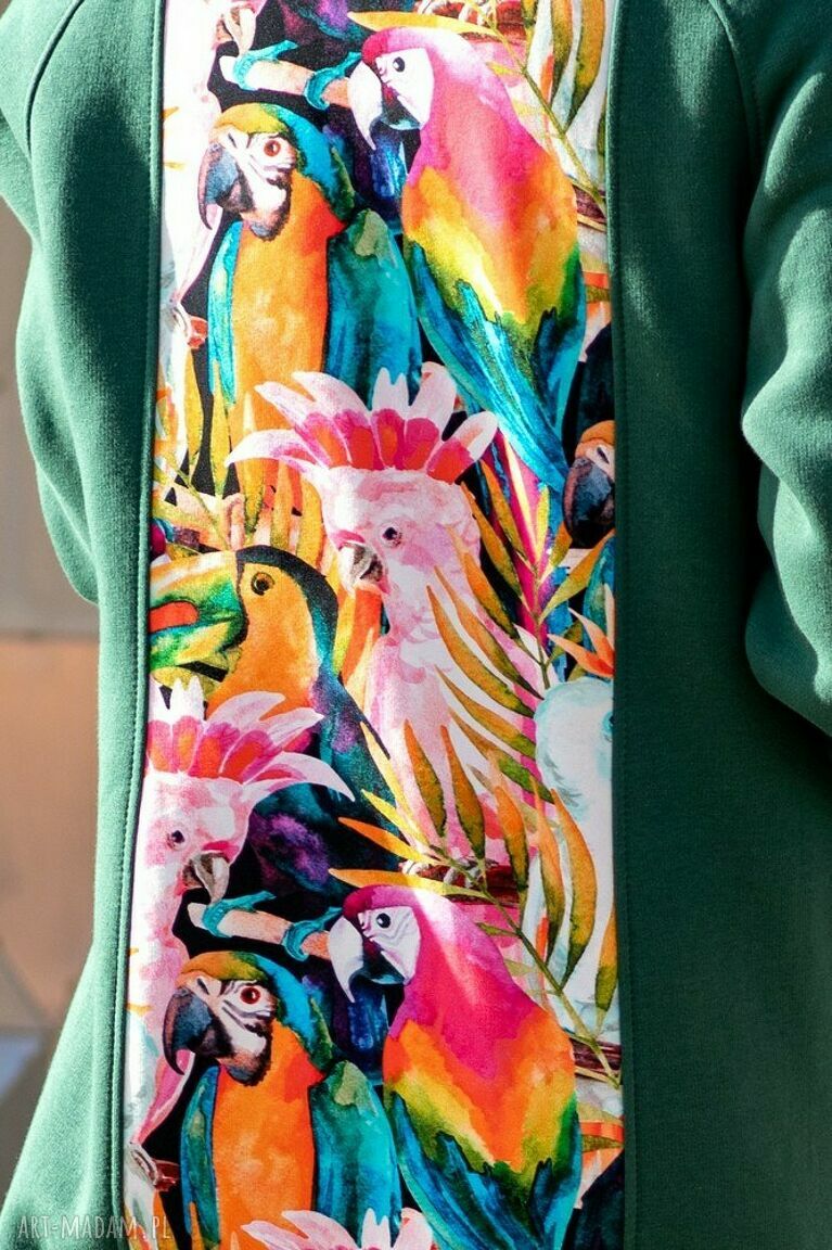 Płaszcz dzianinowy ze stójką butelkowa zieleń (Nashani) - do kolan, handmade