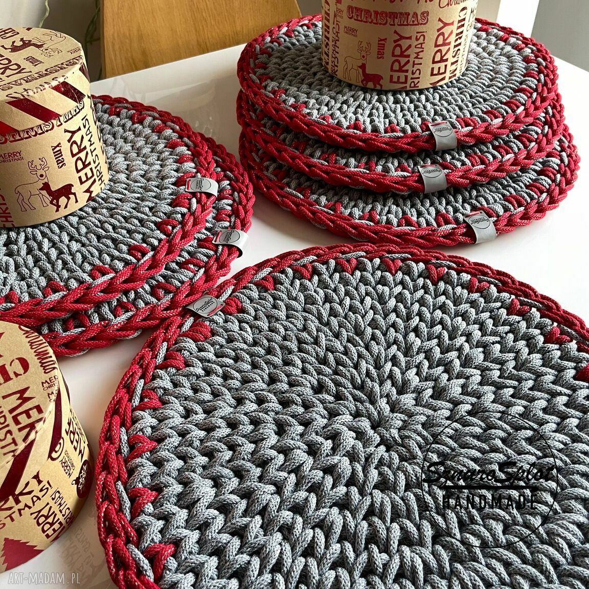 Podkładka ze sznurka 33 cm - ręcznie robiona dekoracja stołu