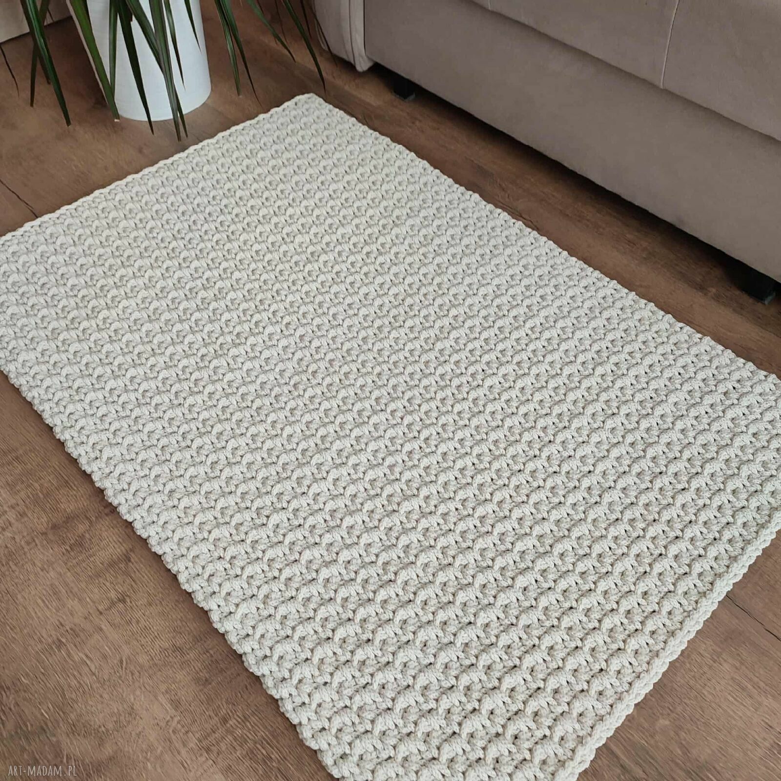 Dywan ze sznurka szydełkowy 60 x 100 cm - ręcznie robiony boho