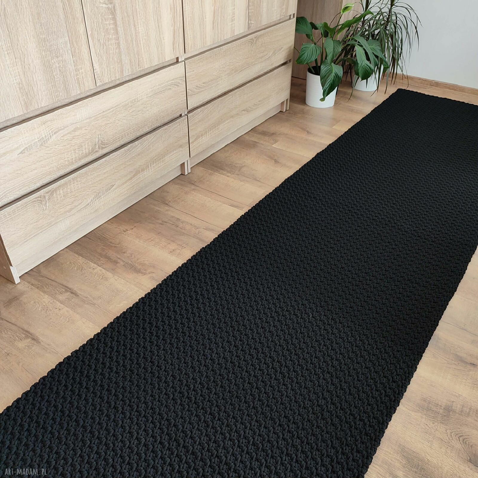 Ręcznie szydełkowany dywan ze sznurka bawełnianego 80x300 cm