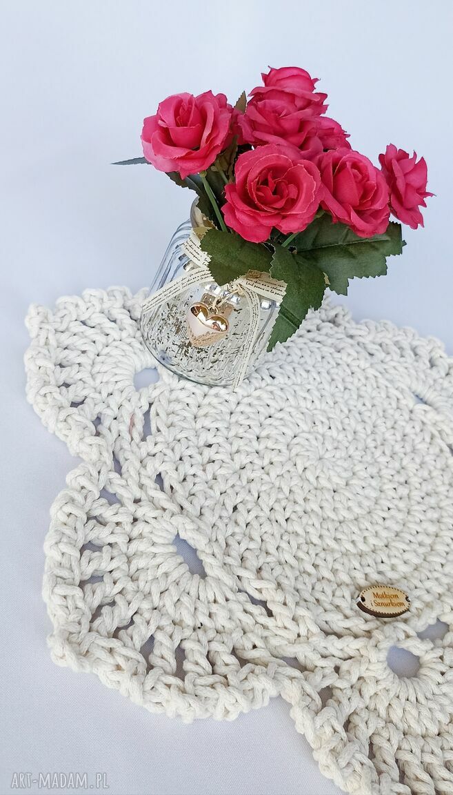 Podkładka ze sznurka Shabby light 39 cm - ręcznie robiona