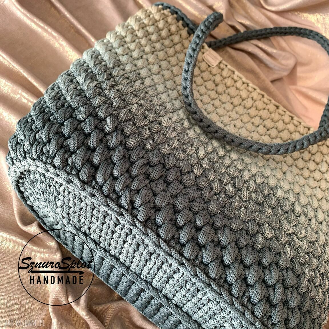Torba ze sznurka na ramię - shopperka handmade ze sznurka poliestrowego