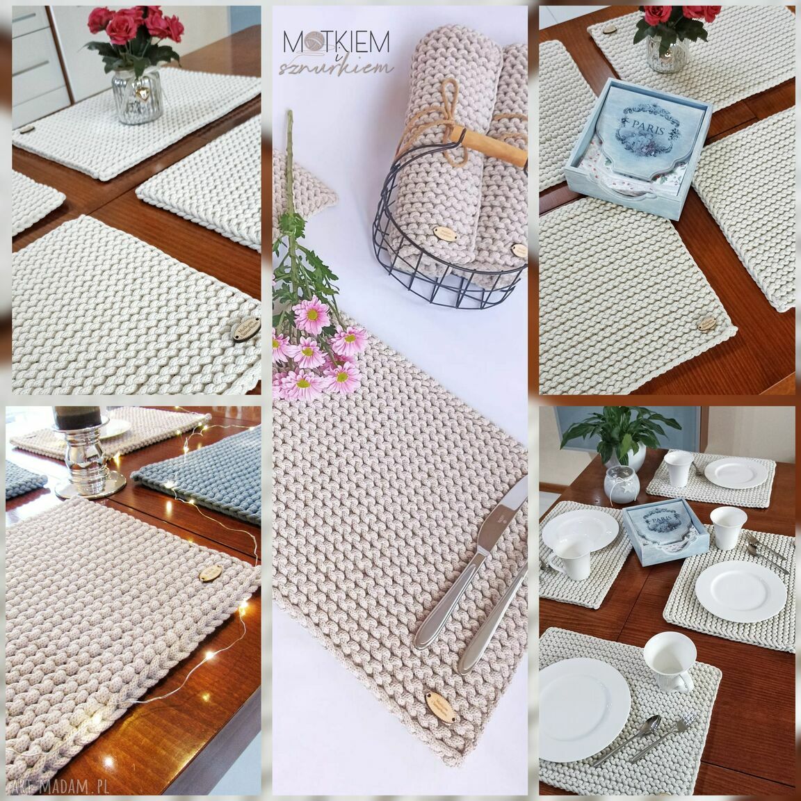 Ręcznie robiona podkładka ze sznurka Blaise 30/40 cm