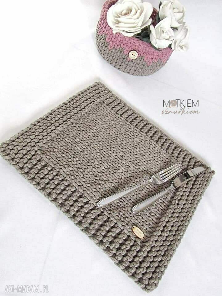 Podkładka ze sznurka na stół Cadre 25/35 cm - handmade Motkiem i sznurkiem