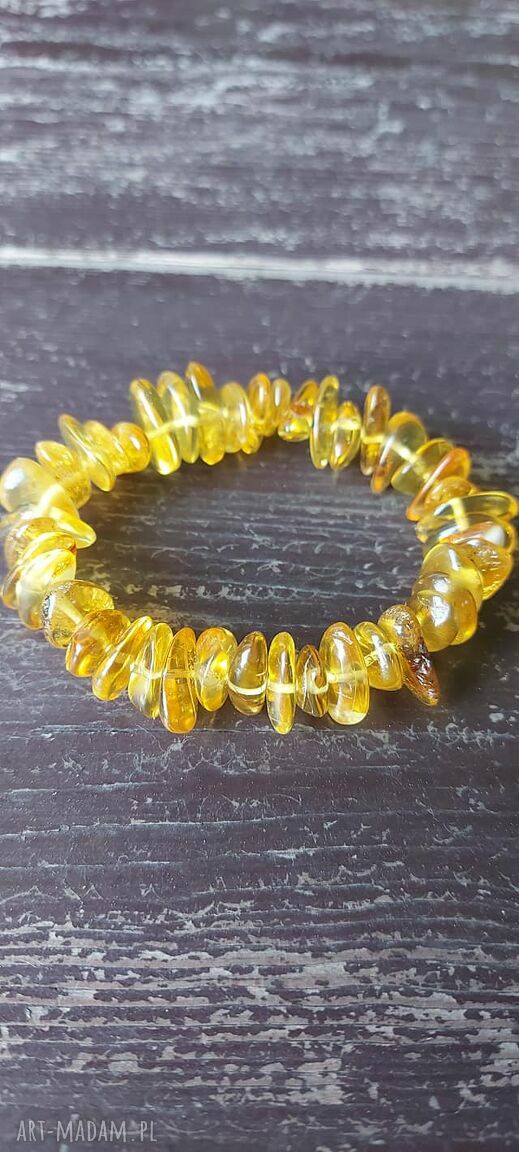 Bransoletka z miodowego bursztynu 10 mm - boho, ręcznie robiona