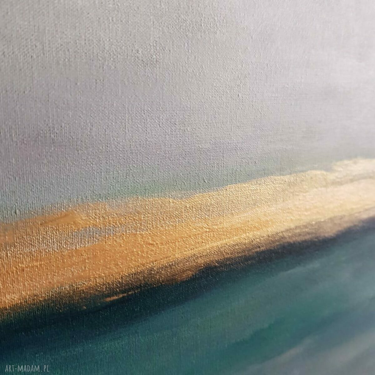 Abstrakcja ze złotem - obraz akrylowy 60x60 cm na płótnie (gotowy do powieszenia)